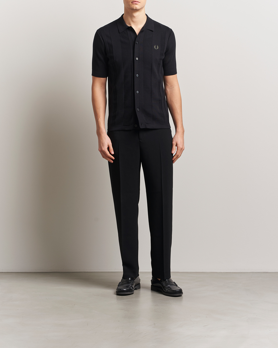 Mies | Kauluspaidat | Fred Perry | Knitted Short Sleeve Shirt Black