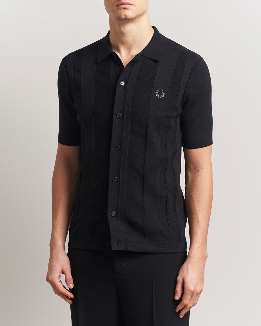 Mies | Kauluspaidat | Fred Perry | Knitted Short Sleeve Shirt Black