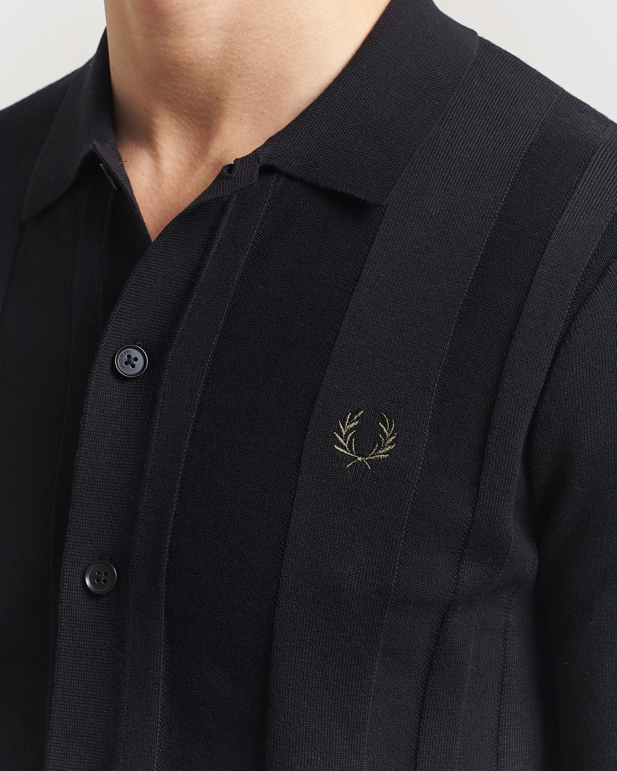 Mies | Kauluspaidat | Fred Perry | Knitted Short Sleeve Shirt Black