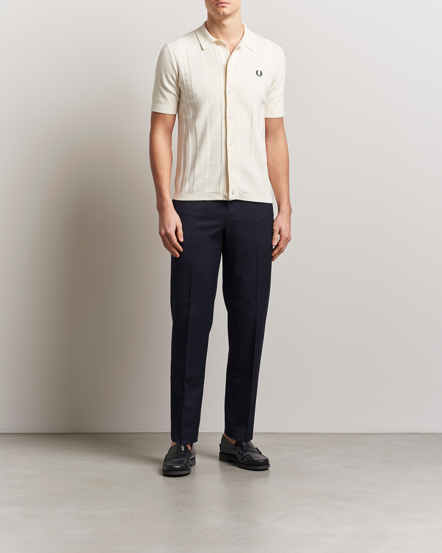 Mies | Kauluspaidat | Fred Perry | Knitted Short Sleeve Shirt Ecru