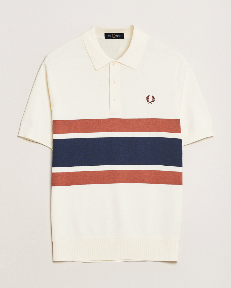 Mies | Pikeet | Fred Perry | Paneled Knitted Polo Light Ecru
