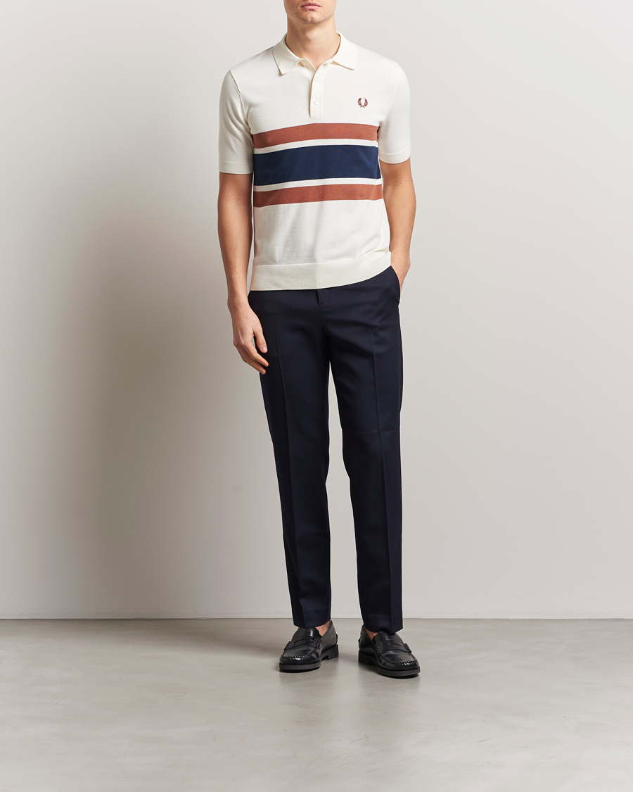Mies | Pikeet | Fred Perry | Paneled Knitted Polo Light Ecru