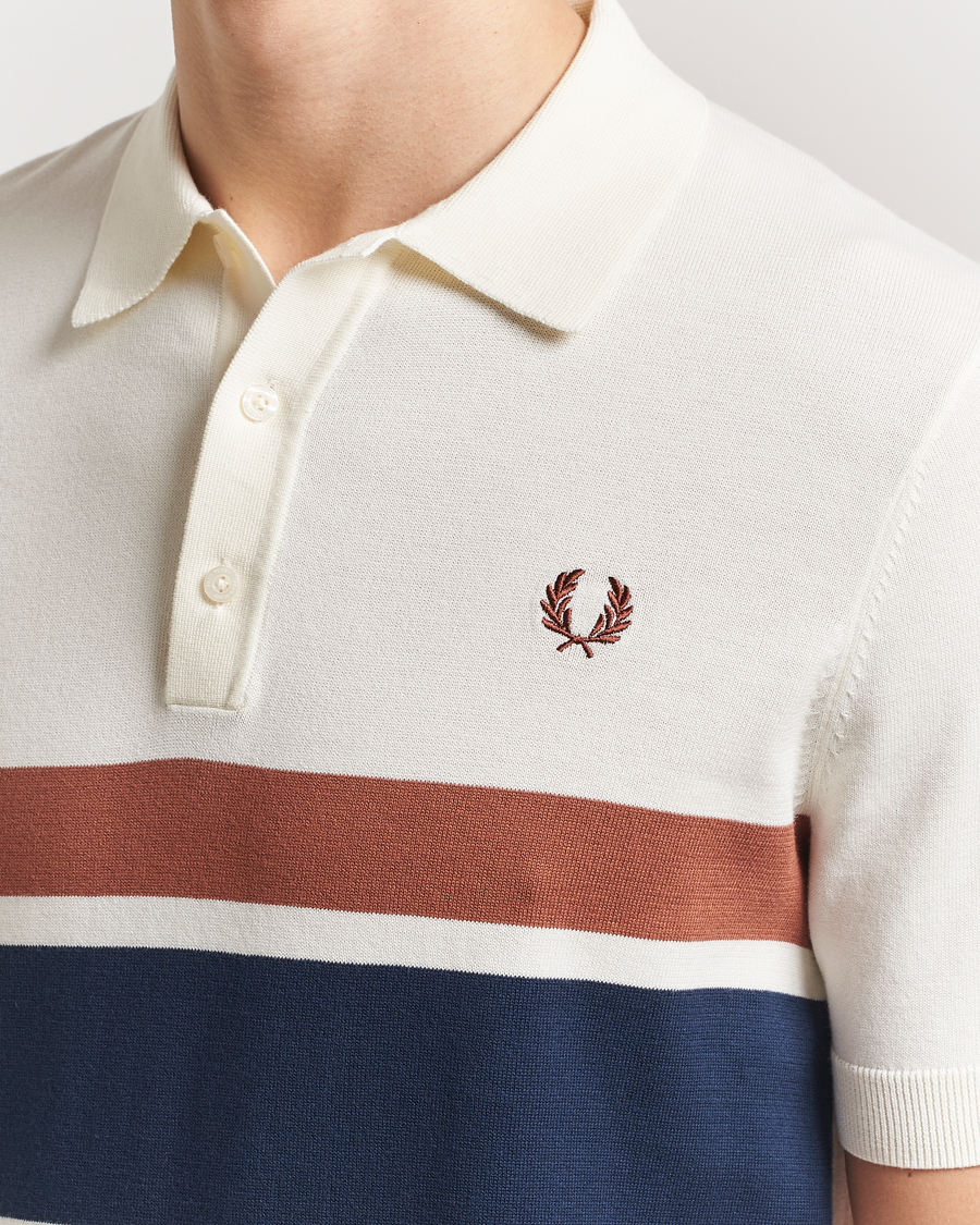 Mies | Pikeet | Fred Perry | Paneled Knitted Polo Light Ecru