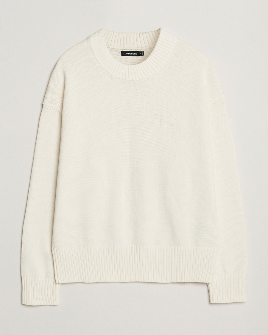 Mies | Puserot | J.Lindeberg | Eddy Cotton/Wool Crewneck White