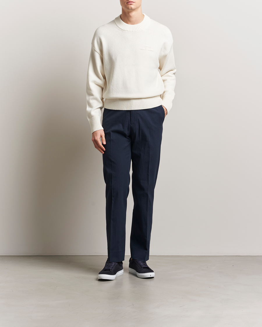 Mies | Puserot | J.Lindeberg | Eddy Cotton/Wool Crewneck White