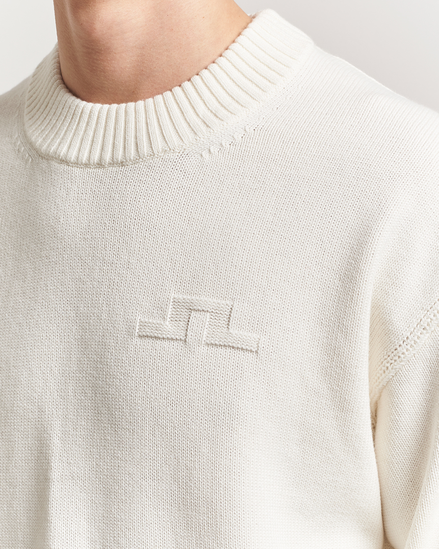 Mies | Puserot | J.Lindeberg | Eddy Cotton/Wool Crewneck White
