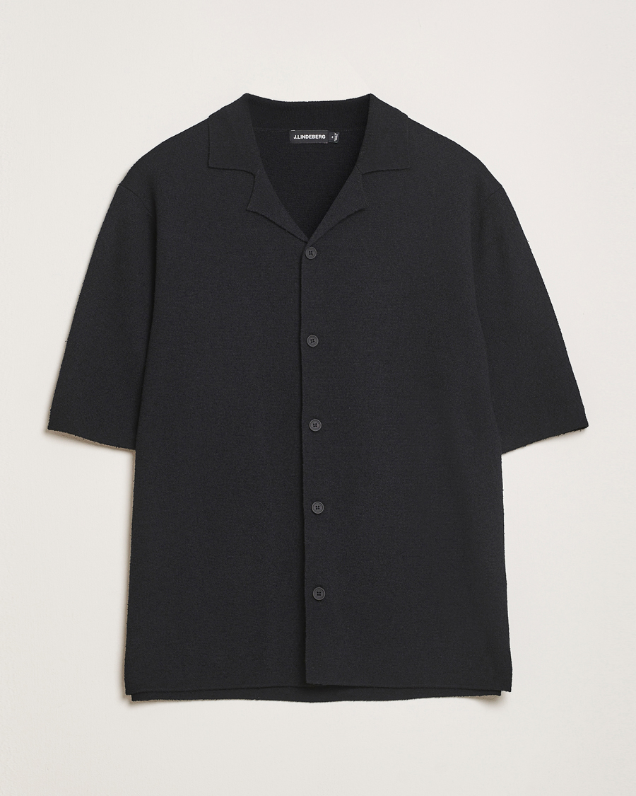 Mies | Kauluspaidat | J.Lindeberg | Sal Knitted Boucle Shirt Black