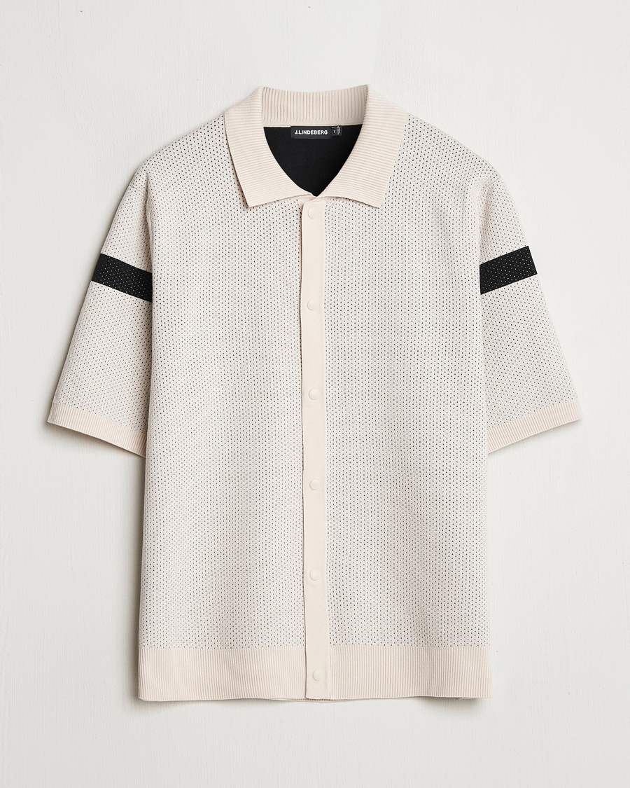 Mies | Kauluspaidat | J.Lindeberg | Rayne Short Sleeve Knitted Shirt Moonbeam