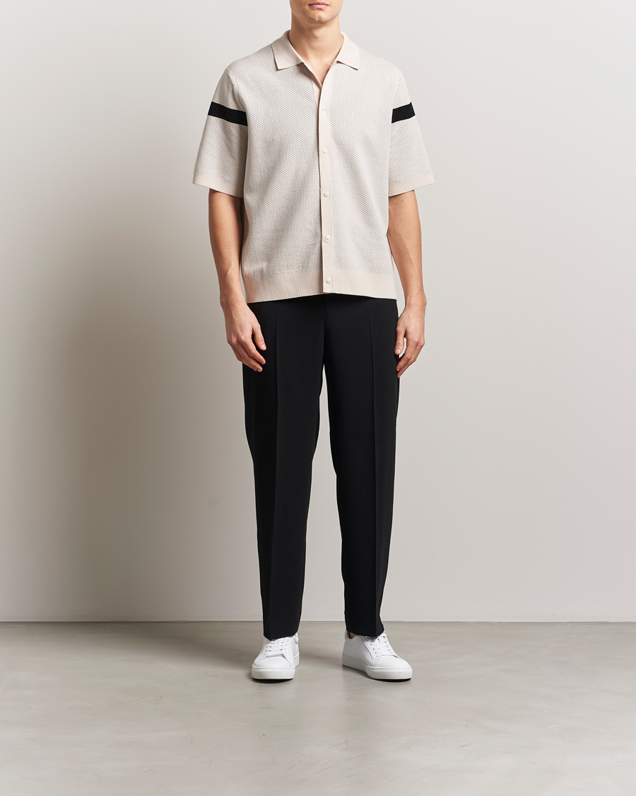 Mies | Kauluspaidat | J.Lindeberg | Rayne Short Sleeve Knitted Shirt Moonbeam