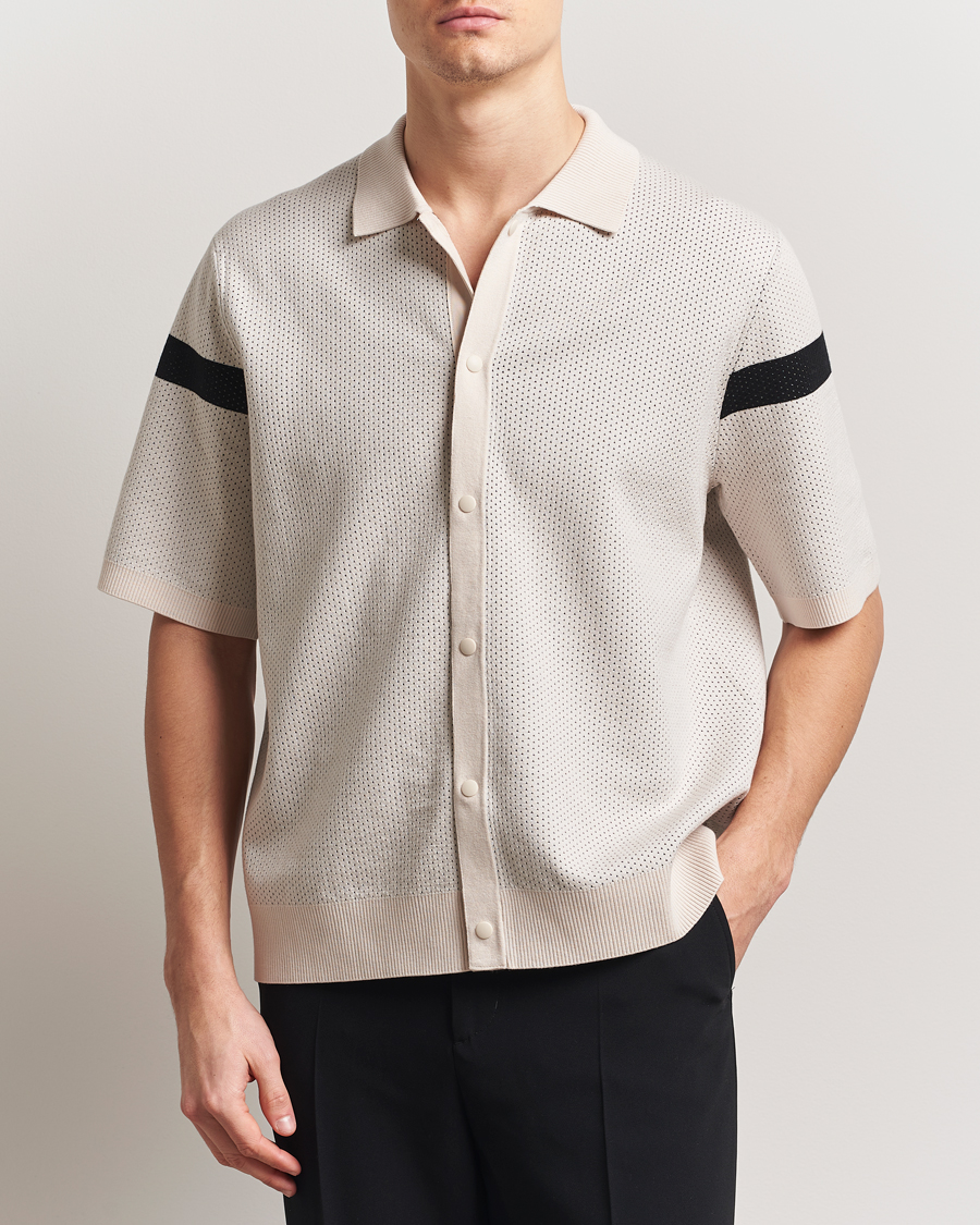 Mies | Kauluspaidat | J.Lindeberg | Rayne Short Sleeve Knitted Shirt Moonbeam