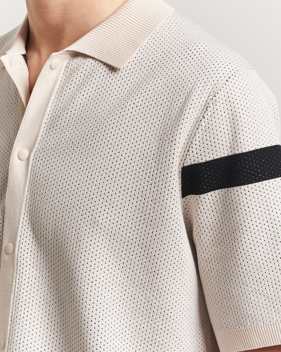 Mies | Kauluspaidat | J.Lindeberg | Rayne Short Sleeve Knitted Shirt Moonbeam