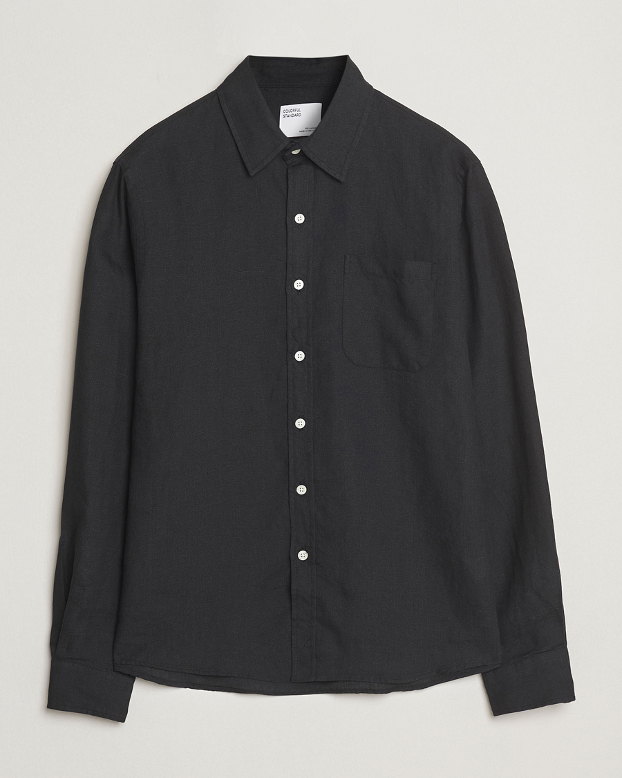 Mies | Kauluspaidat | Colorful Standard | Garment Dyed Linen Shirt Deep Black