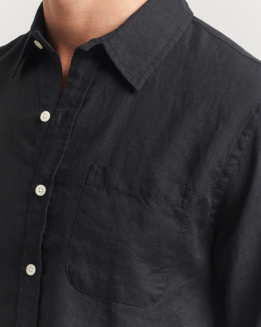 Mies | Kauluspaidat | Colorful Standard | Garment Dyed Linen Shirt Deep Black