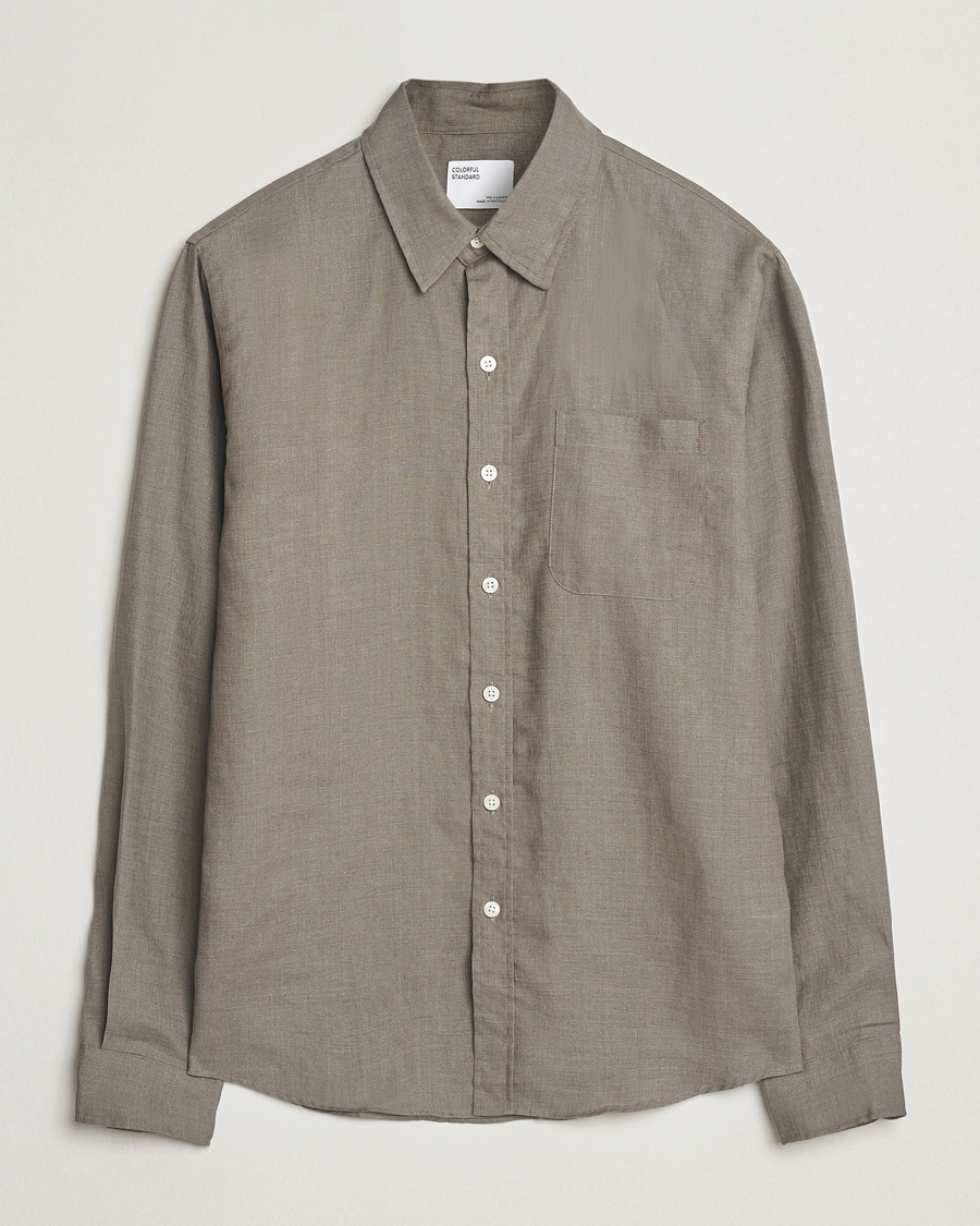 Mies | Kauluspaidat | Colorful Standard | Garment Dyed Linen Shirt Dusty Olive