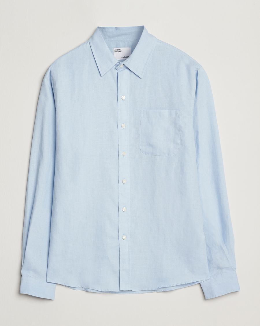 Mies | Kauluspaidat | Colorful Standard | Garment Dyed Linen Shirt Polar Blue