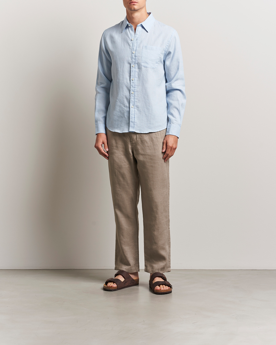Mies | Kauluspaidat | Colorful Standard | Garment Dyed Linen Shirt Polar Blue