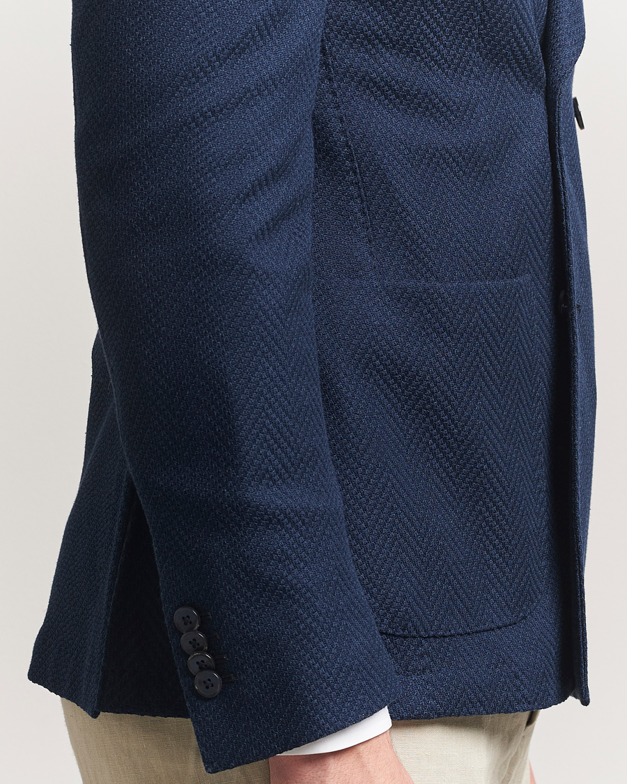 Mies | Pikkutakit | L.B.M. 1911 | Tom Double Breasted Herringbone Jersey Blazer Navy