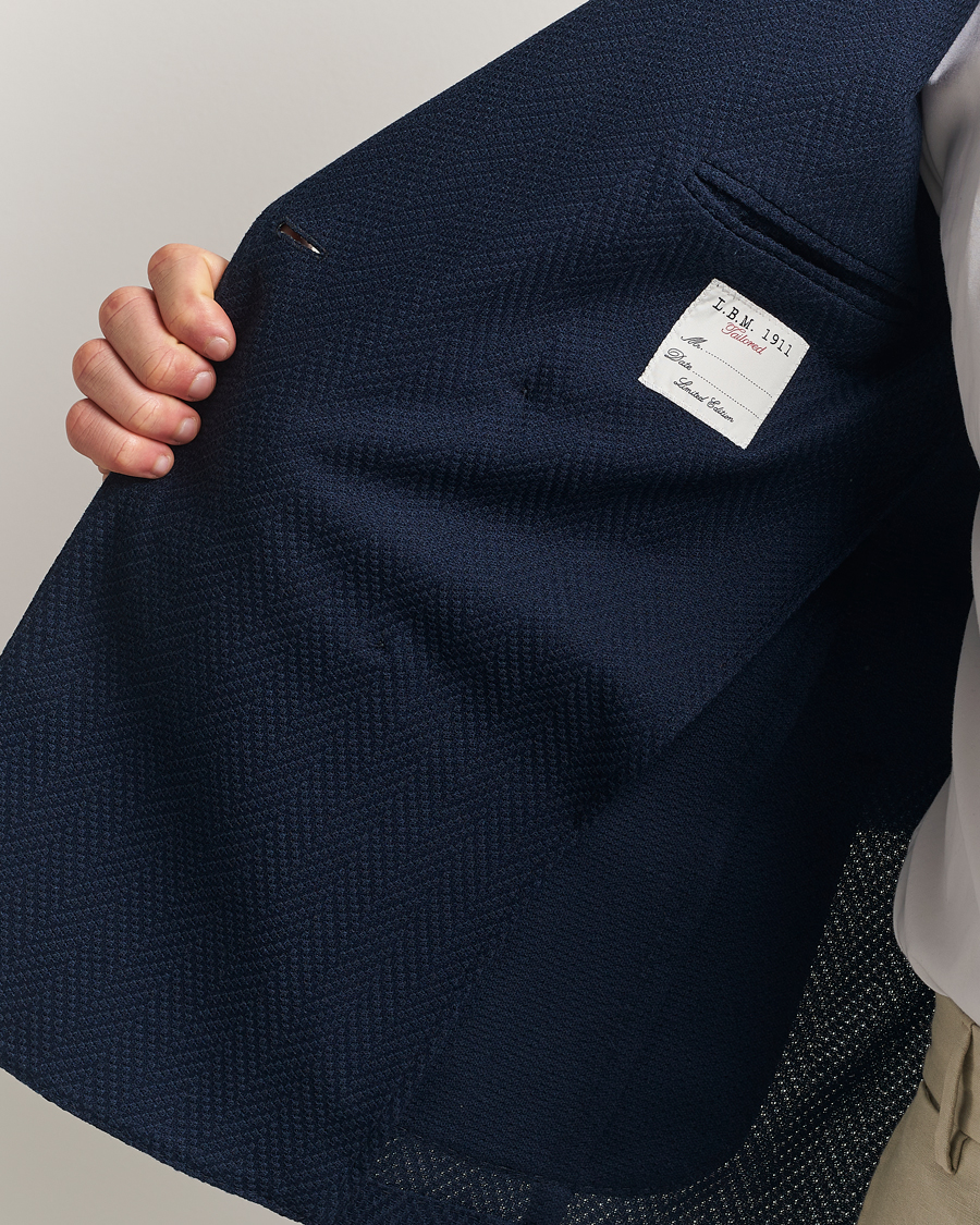 Mies | Pikkutakit | L.B.M. 1911 | Tom Double Breasted Herringbone Jersey Blazer Navy