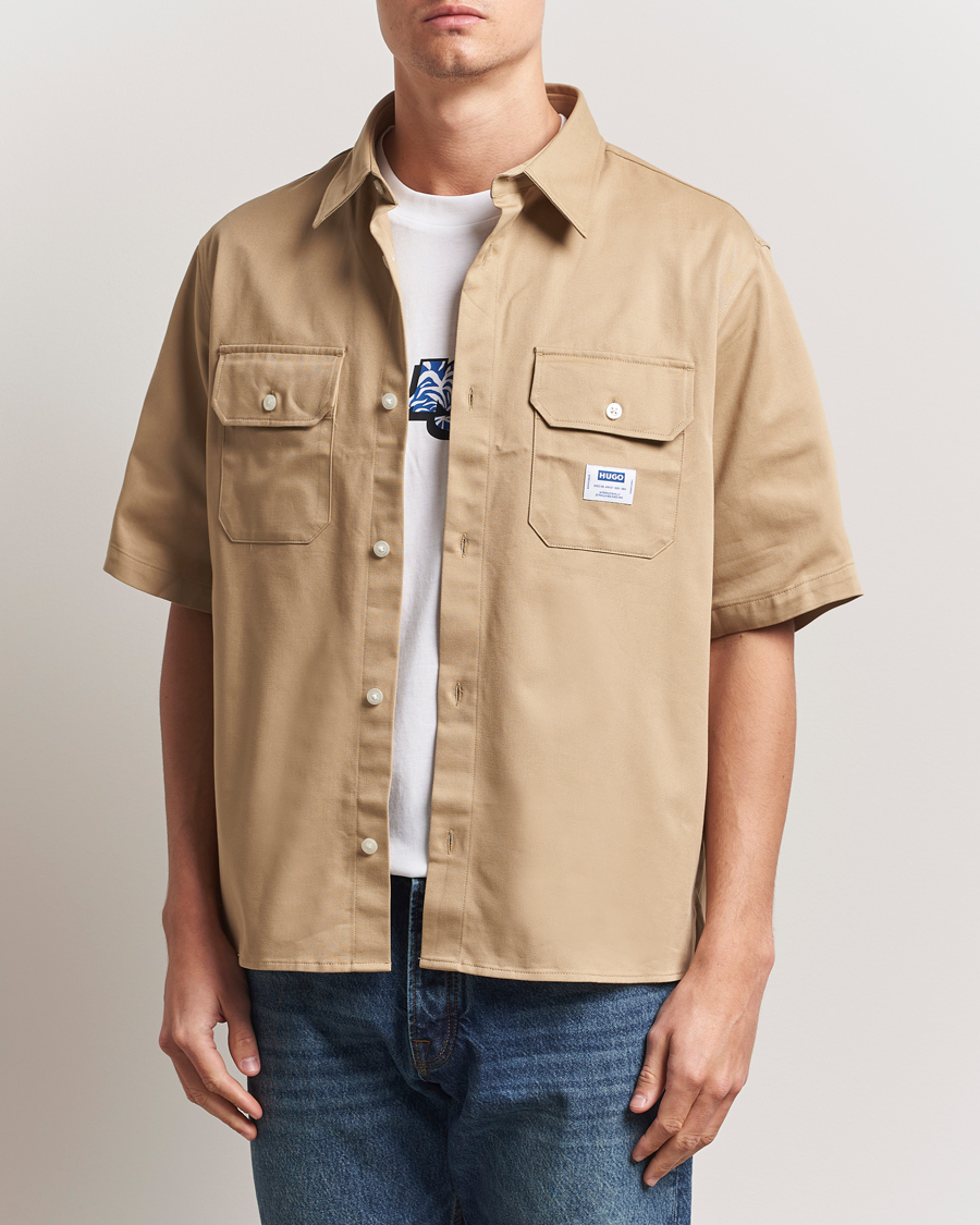Mies | Kauluspaidat | HUGO | Ekyno Short Sleeve Shirt Medium Beige