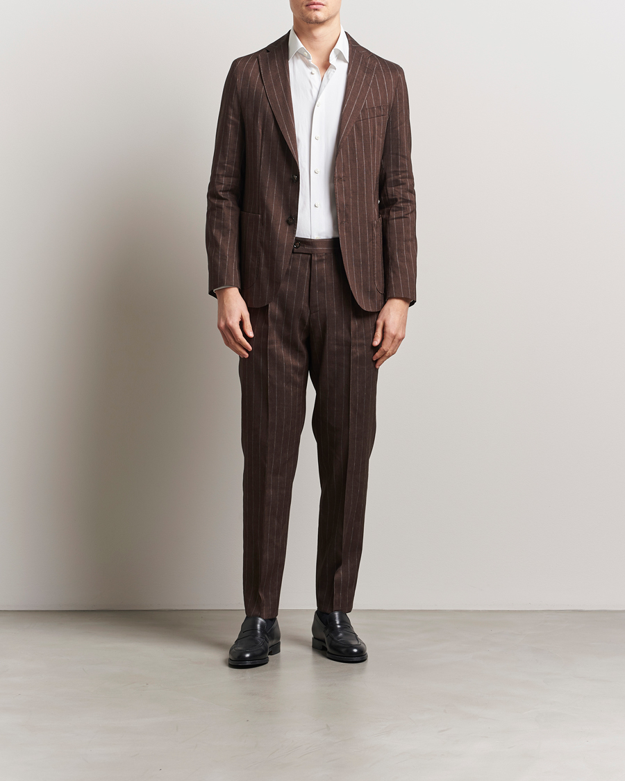 Mies | Puvut | BOSS BLACK | Hanry Wool Pinstriped Suit Dark Brown