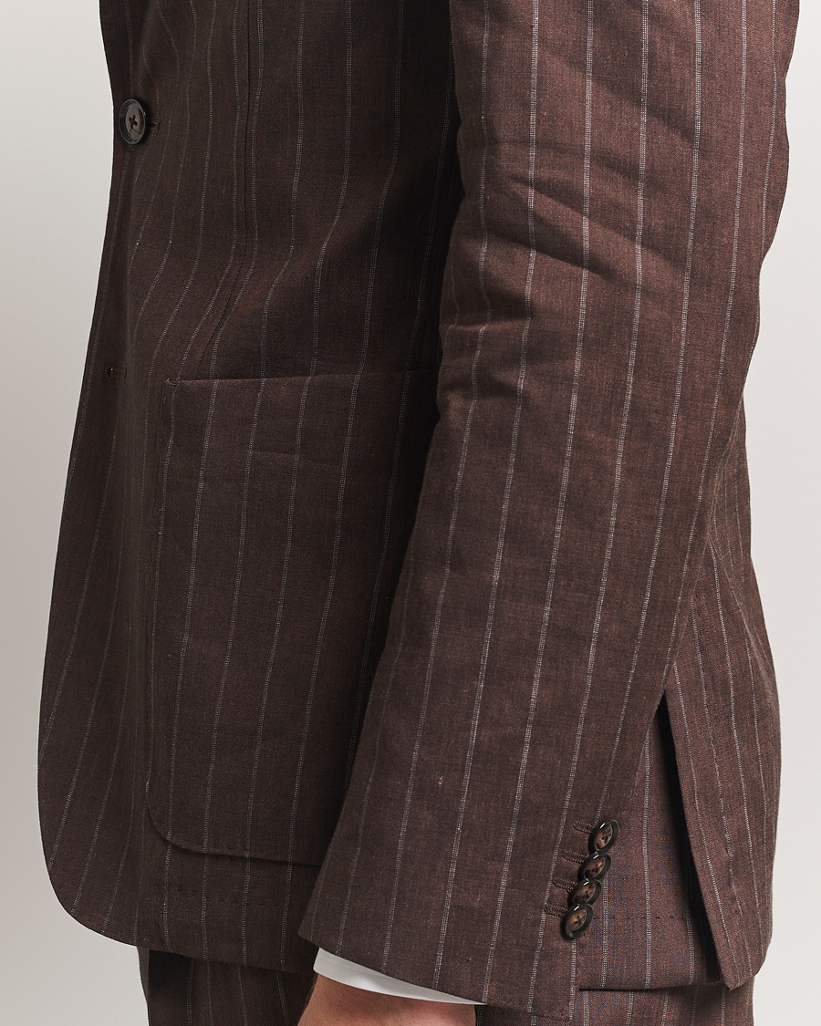 Mies | Puvut | BOSS BLACK | Hanry Wool Pinstriped Suit Dark Brown