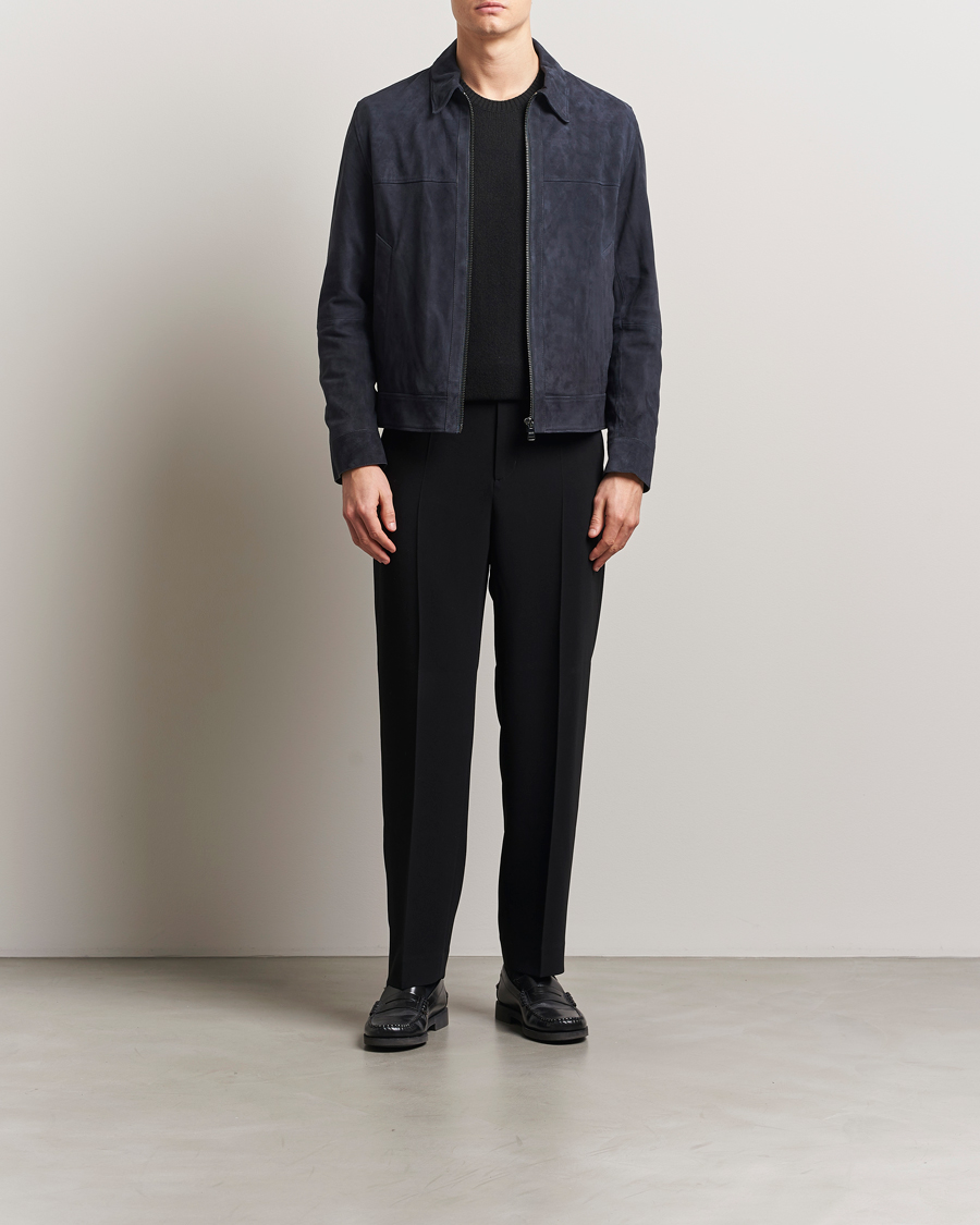 Mies | Takit | BOSS BLACK | Malbano Suede Jacket Dark Blue