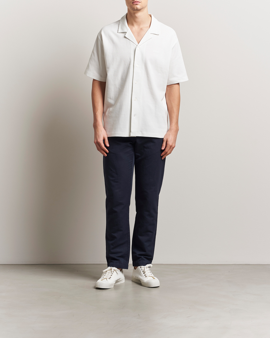 Mies | Kauluspaidat | BOSS ORANGE | Waffle Short Sleeve Shirt Natural