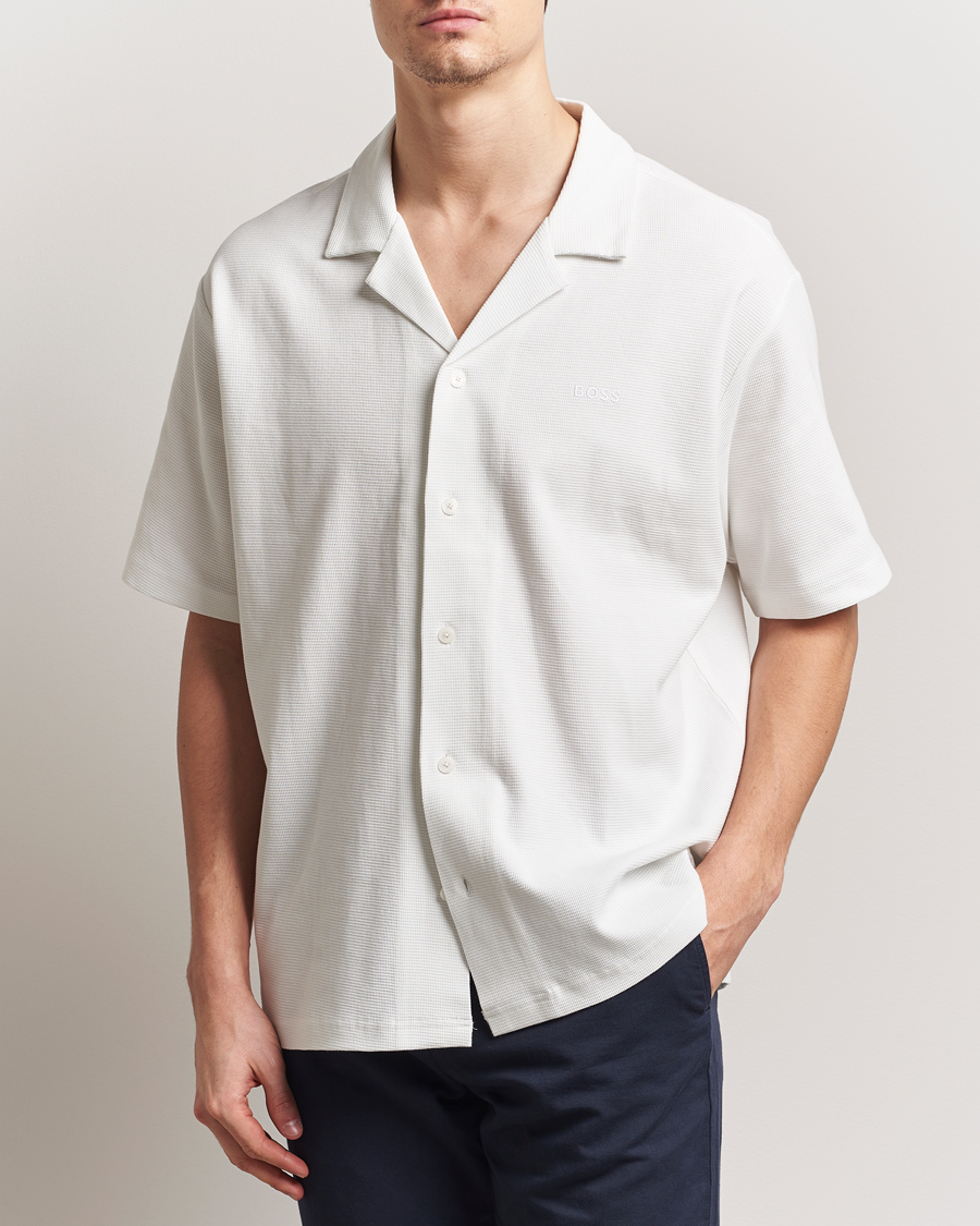 Mies | Kauluspaidat | BOSS ORANGE | Waffle Short Sleeve Shirt Natural