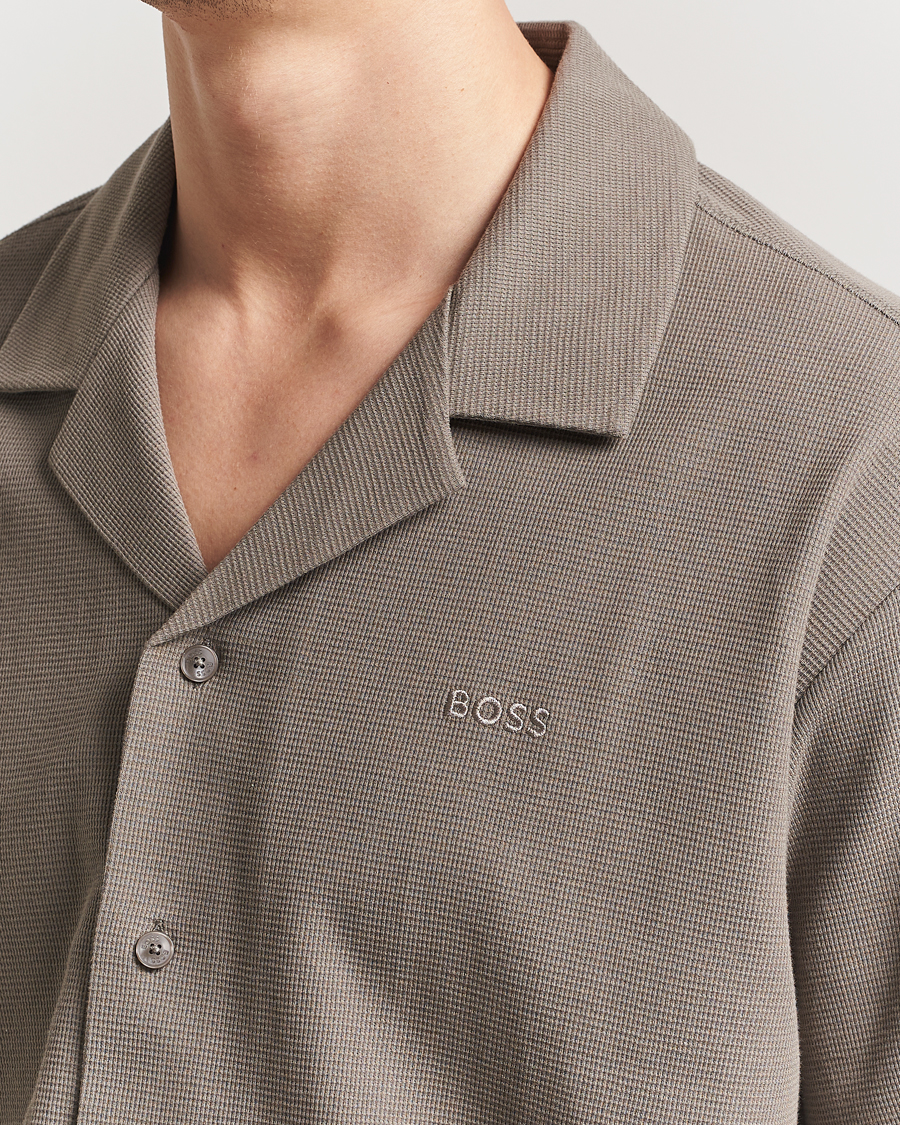 Mies | Kauluspaidat | BOSS ORANGE | Waffle Short Sleeve Shirt Open Beige