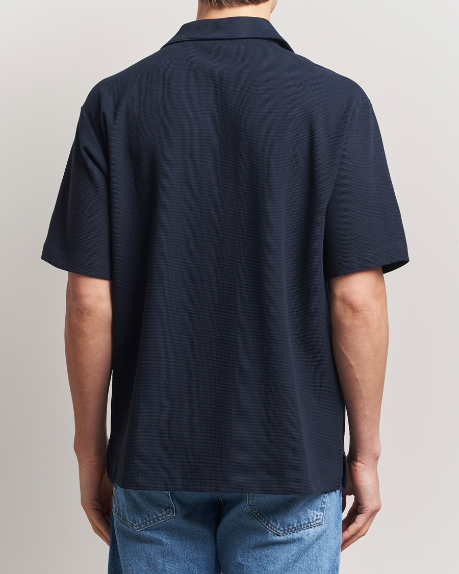 Mies | Kauluspaidat | BOSS ORANGE | Waffle Short Sleeve Shirt Dark Blue