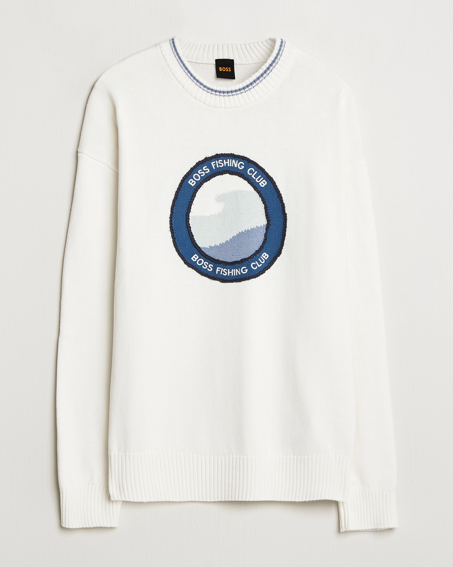 Mies | Puserot | BOSS ORANGE | Klubfish Printed Crew Neck Sweater Natural