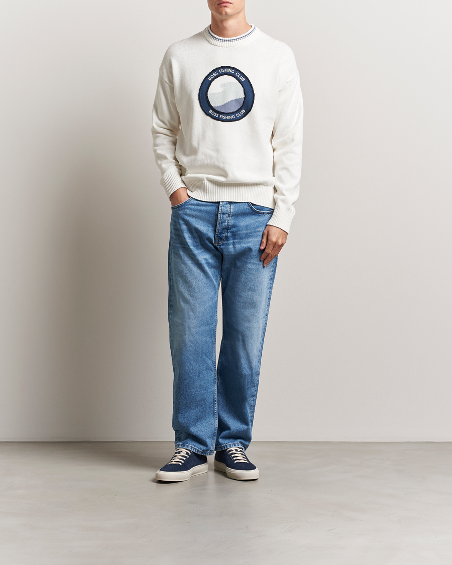 Mies | Puserot | BOSS ORANGE | Klubfish Printed Crew Neck Sweater Natural