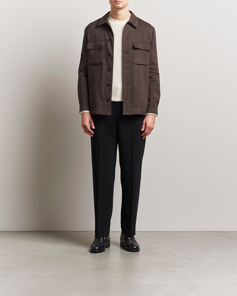 Mies | Takit | BOSS CAMEL | Corvin Linen Shirt Jacket Dark Brown
