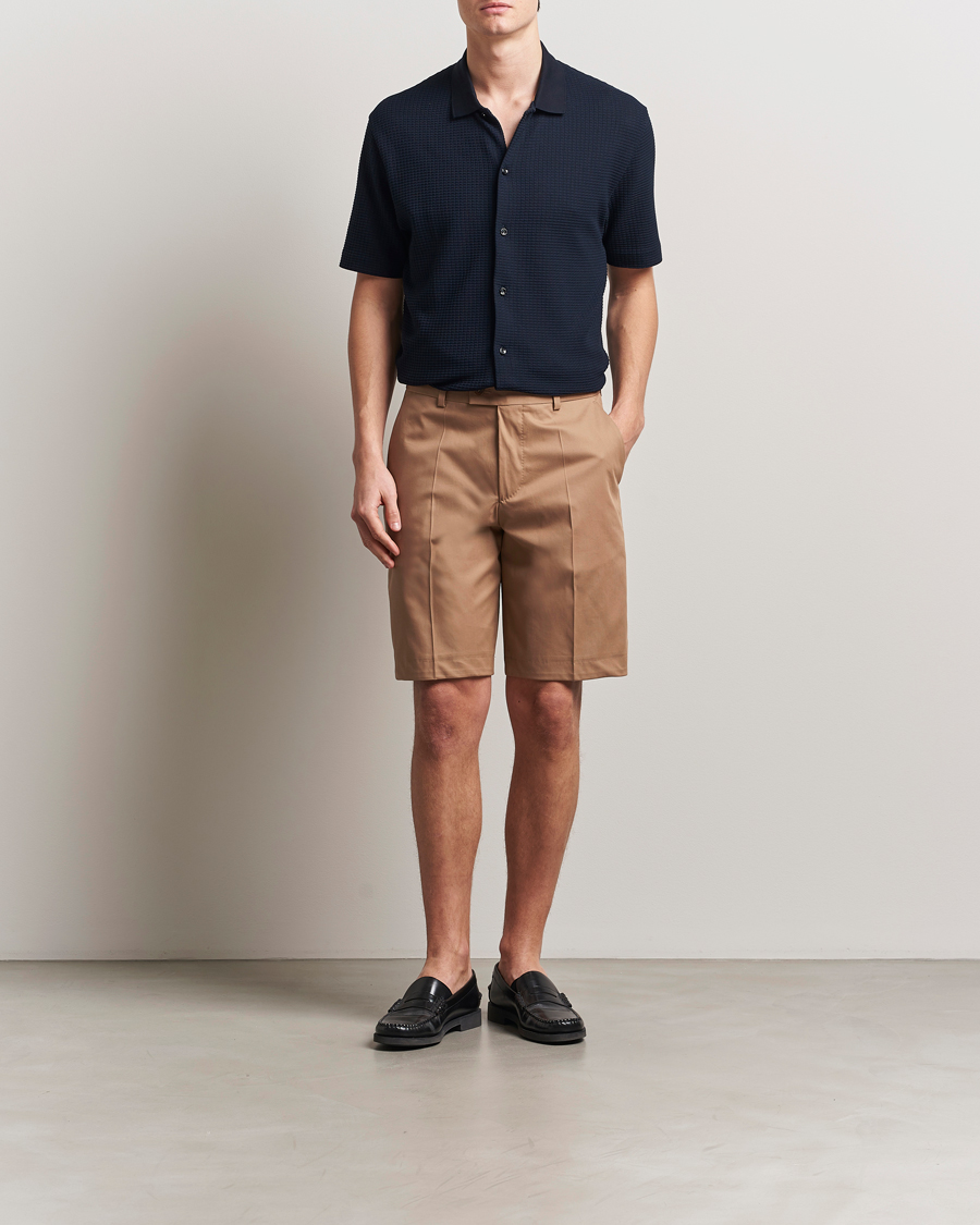 Mies | Shortsit | BOSS CAMEL | Peet Cotton Pleated Shorts Open Beige