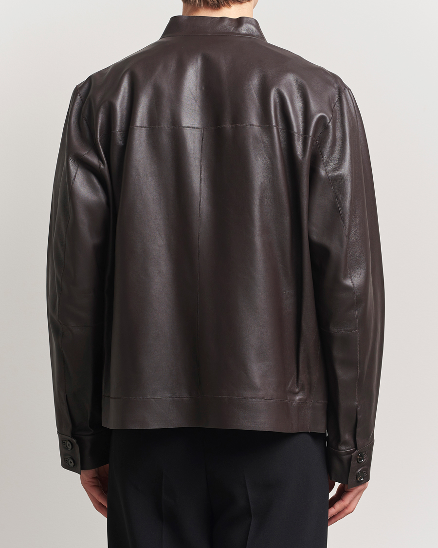 Mies | Takit | BOSS CAMEL | Maiverse Leather Jacket Dark Brown