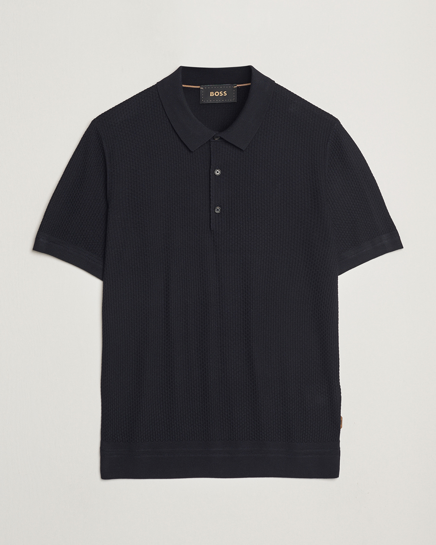 Mies | Pikeet | BOSS CAMEL | Jeffrey Silk Knitted Polo Dark Blue