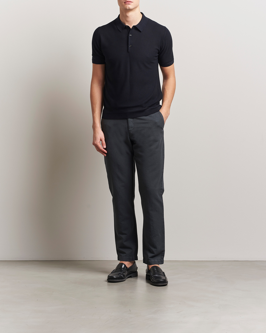 Mies | Pikeet | BOSS CAMEL | Jeffrey Silk Knitted Polo Dark Blue