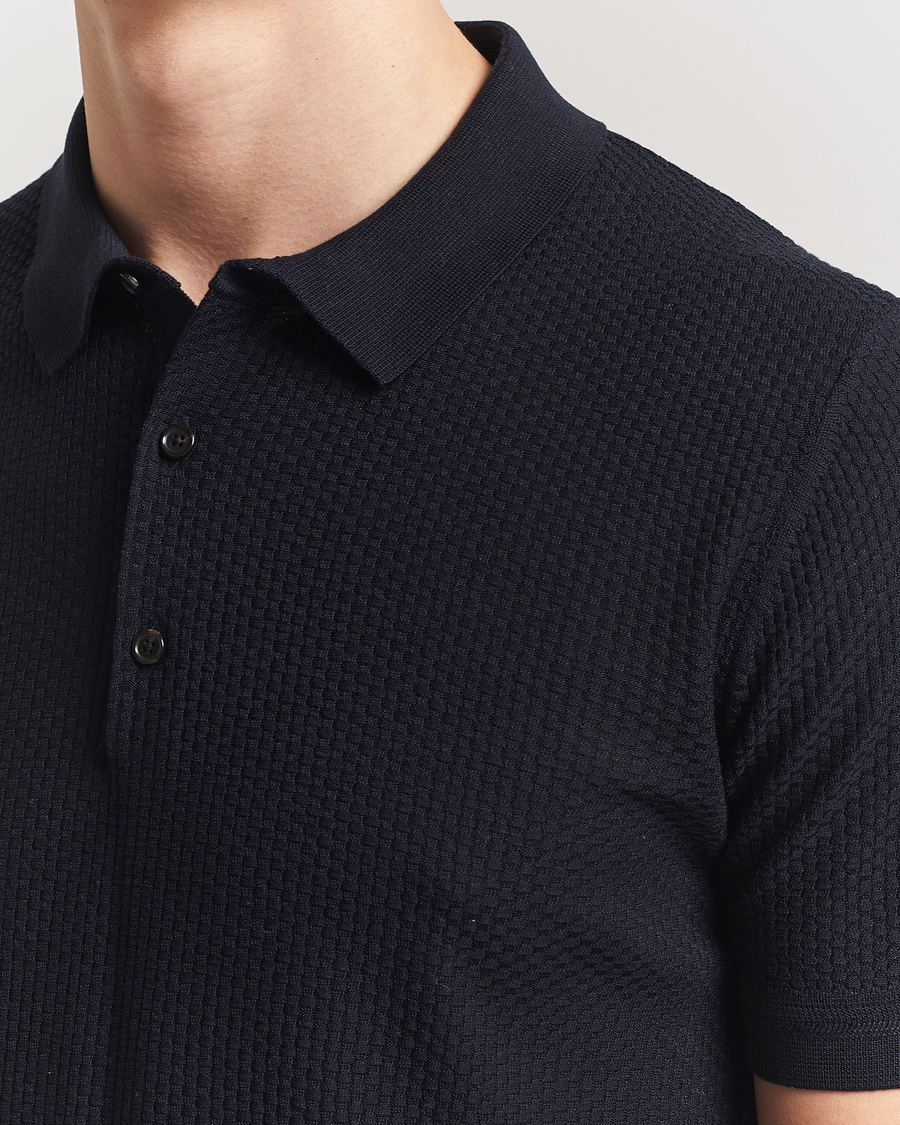 Mies | Pikeet | BOSS CAMEL | Jeffrey Silk Knitted Polo Dark Blue