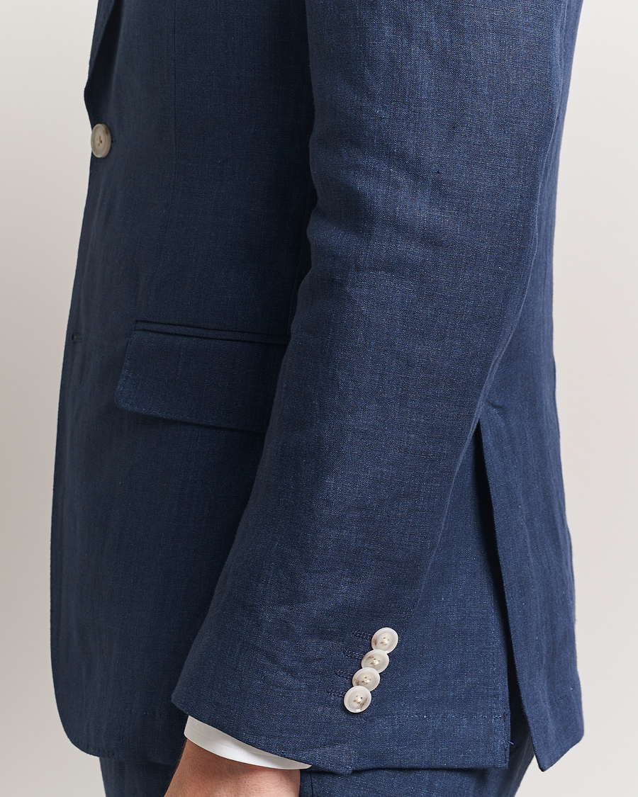 Mies | Pikkutakit | BOSS BLACK | Huge Linen Peak Lapel Blazer Dark Blue