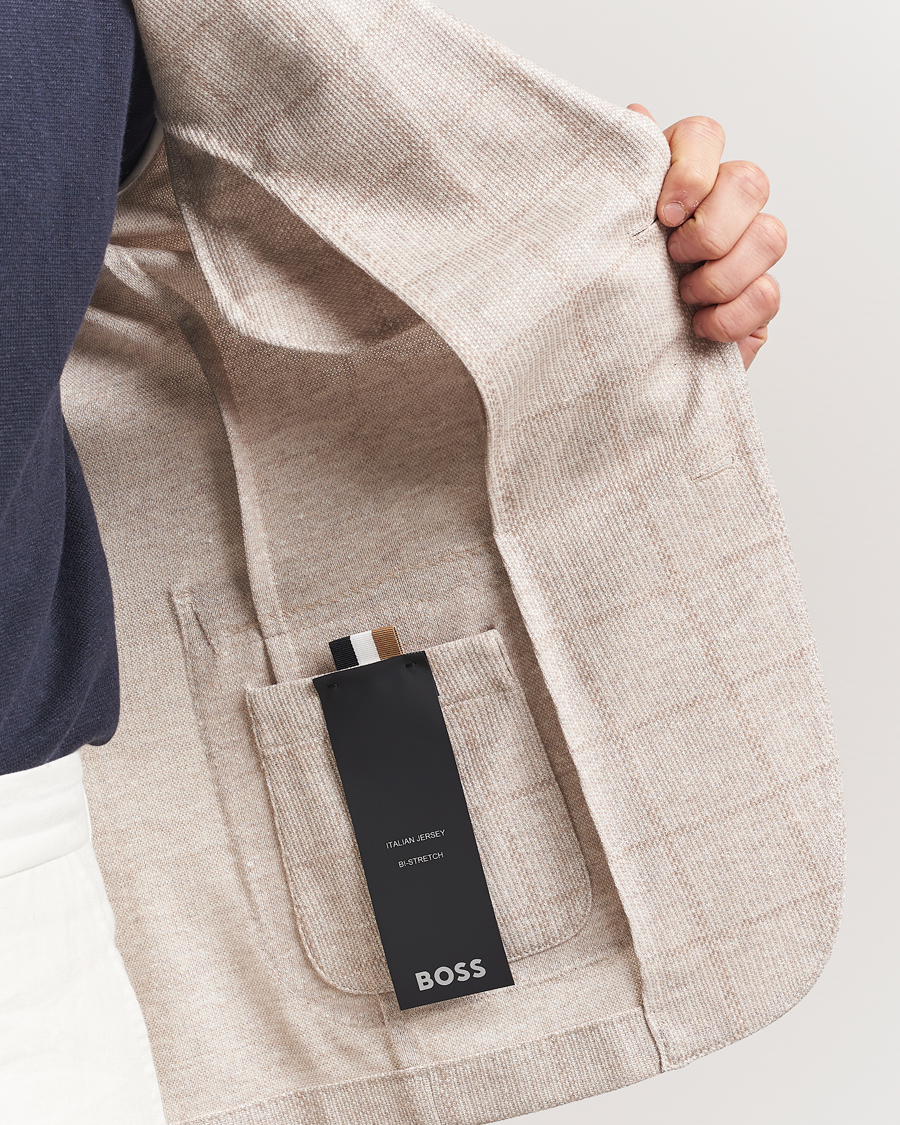 Mies | Pikkutakit | BOSS BLACK | Hanry Checked Jersey Patch Pocket Blazer Open White