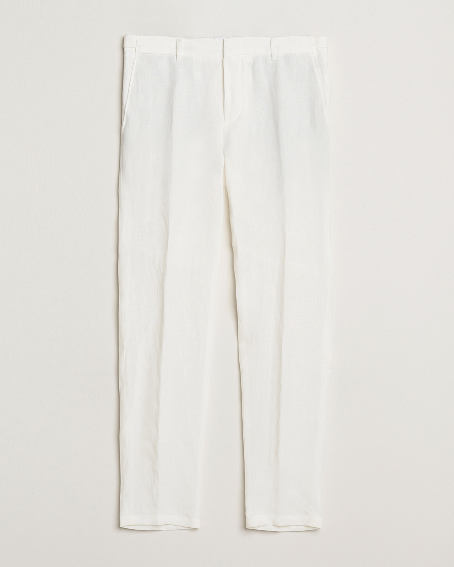 Mies | Housut | BOSS BLACK | Genius Pleated Linen Trousers White
