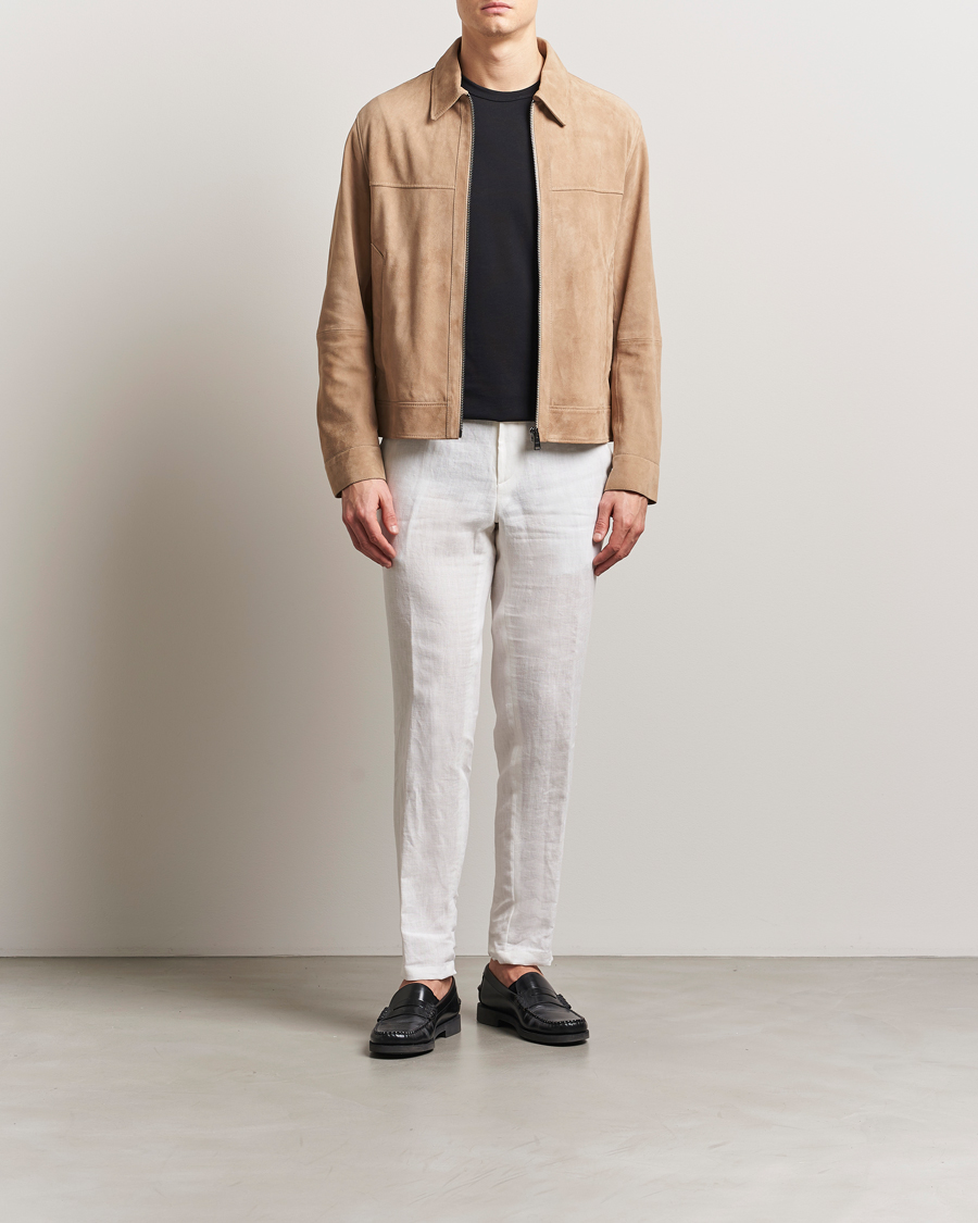 Mies | Housut | BOSS BLACK | Genius Pleated Linen Trousers White