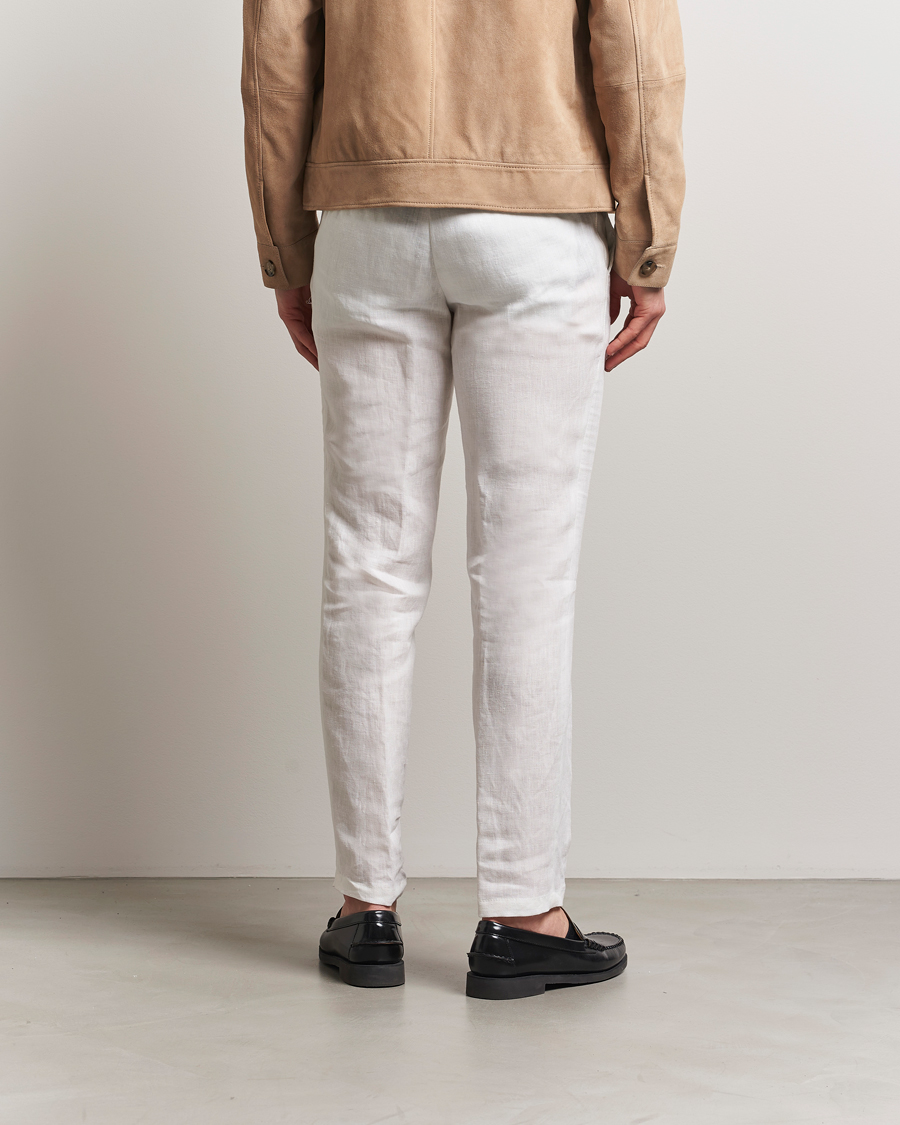 Mies | Housut | BOSS BLACK | Genius Pleated Linen Trousers White