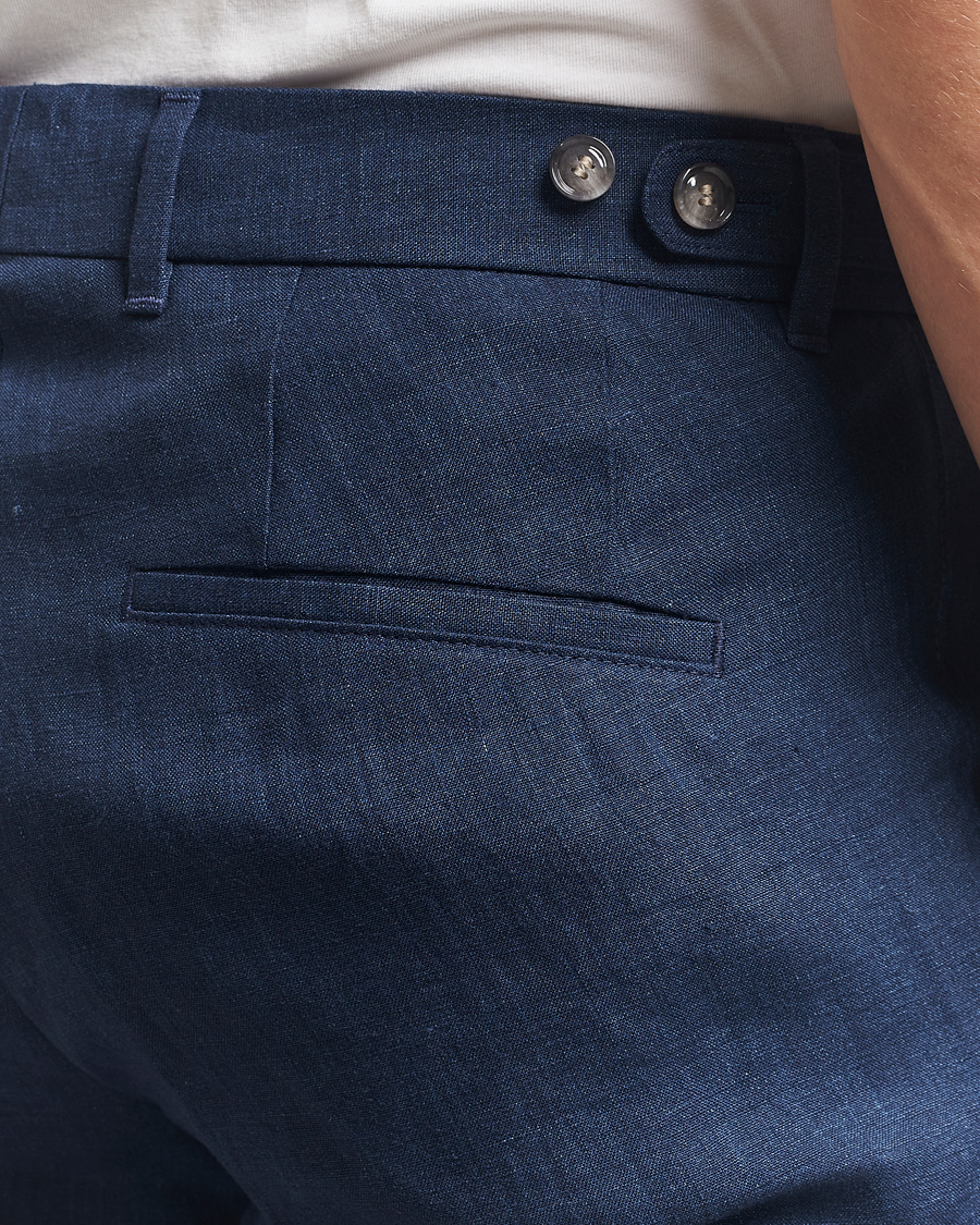 Mies | Housut | BOSS BLACK | Genius Pleated Linen Trousers Dark Blue