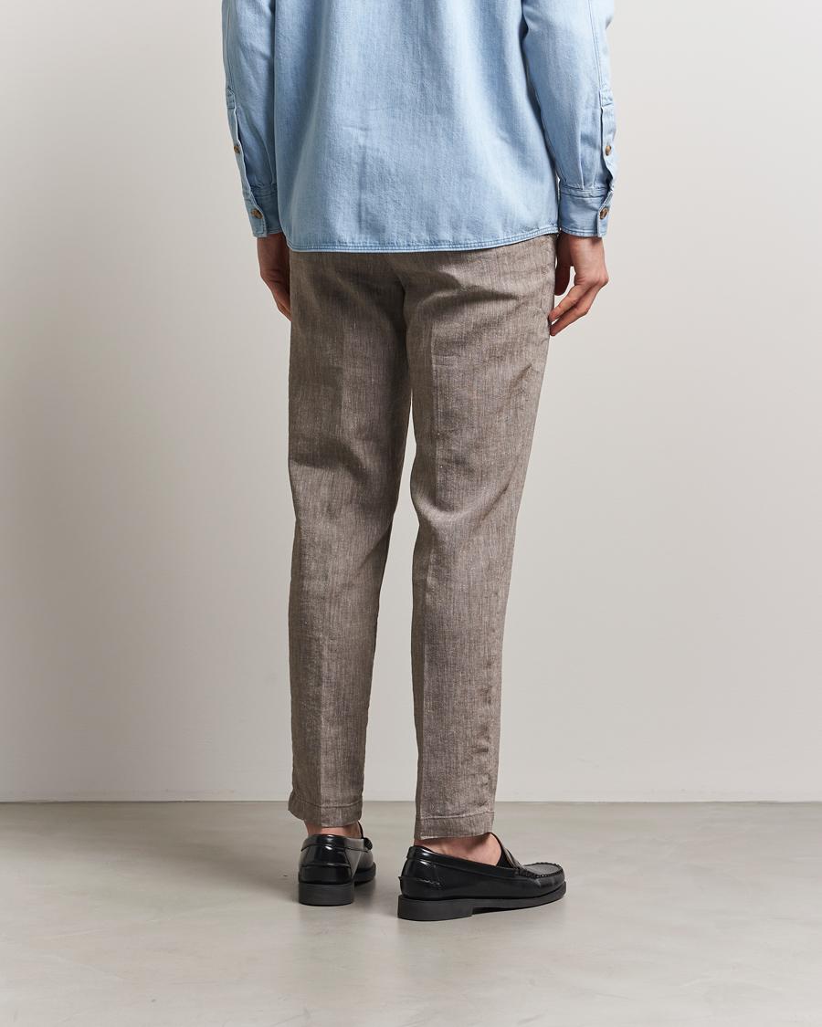 Mies | Housut | BOSS BLACK | Kane Linen Blend Drawstring Trousers Dark Brown