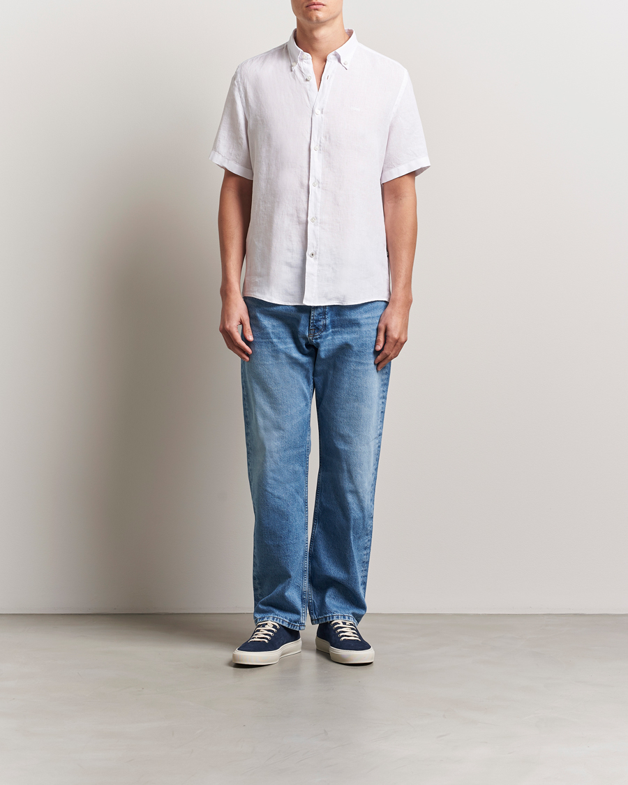 Mies | Kauluspaidat | BOSS BLACK | Liam Linen Short Sleeve Shirt White