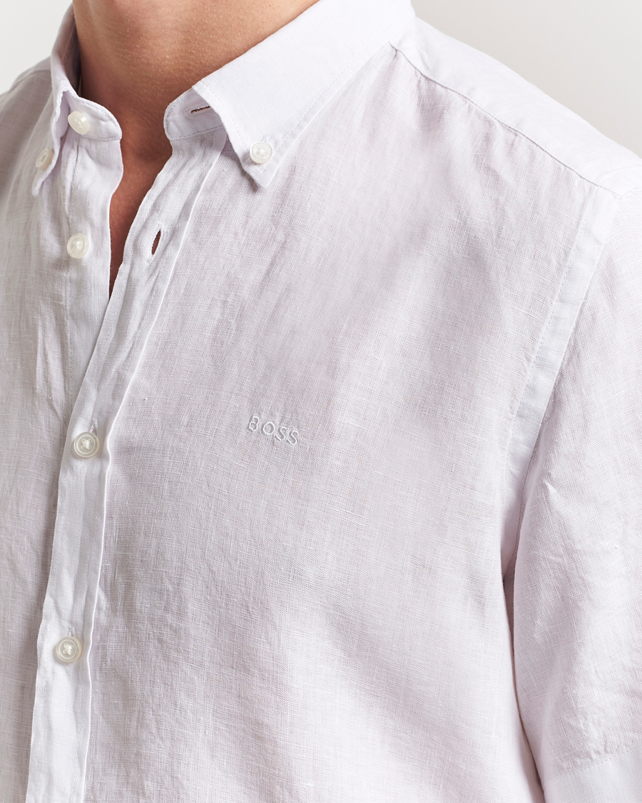 Mies | Kauluspaidat | BOSS BLACK | Liam Linen Short Sleeve Shirt White