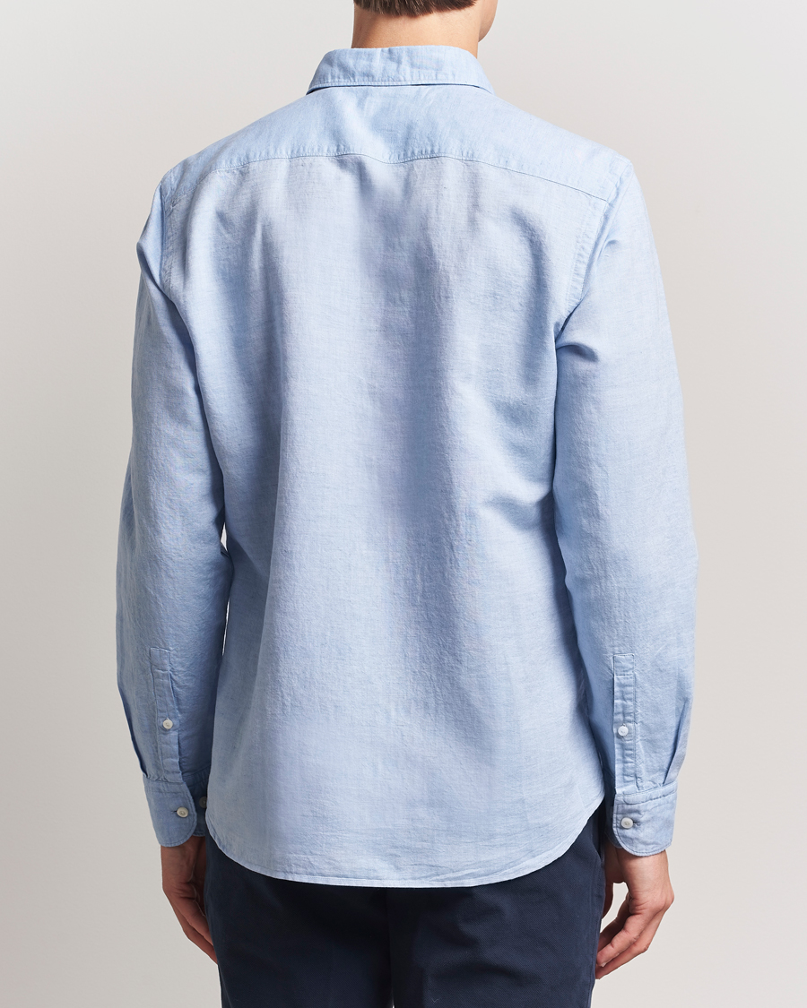 Mies | Kauluspaidat | BOSS BLACK | Hal Cotton/Linen Contrast Shirt Light Blue