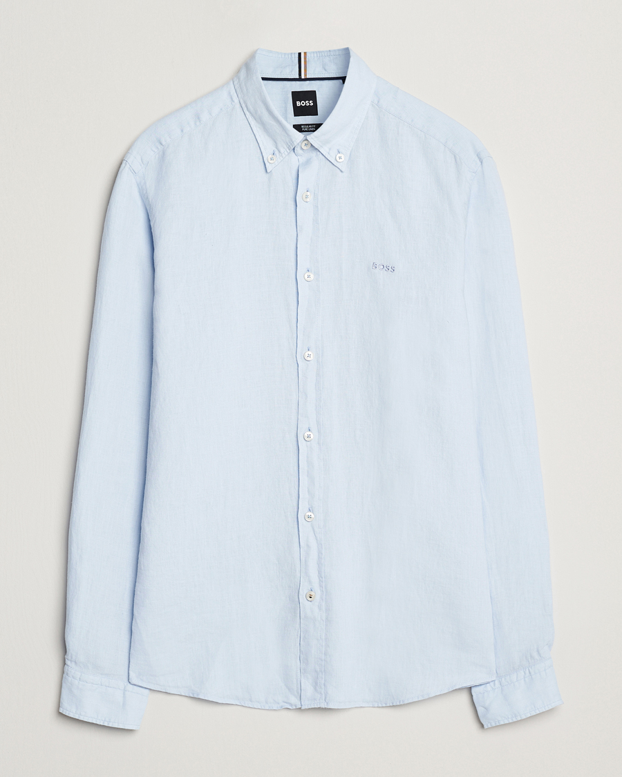 Mies | Kauluspaidat | BOSS BLACK | Liam Linen Shirt Light Blue