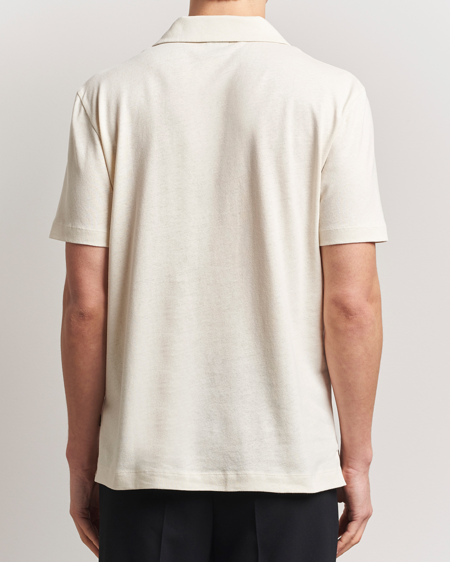 Mies | Pikeet | BOSS BLACK | Ponti Cotton/Linen Open Collar Polo Open White